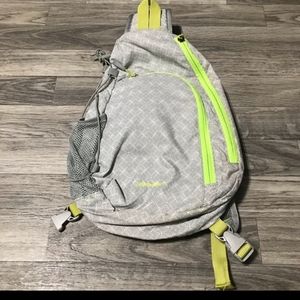 Eddie Bauer Grey Neon green mini sling backpack
